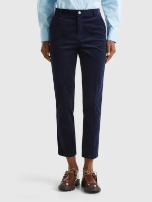 Benetton, Stretch Velvet Chinos, Size: 50, Dark Blue, Women United Colors of Benetton
