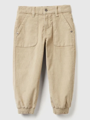 Benetton, Stretch Velvet Trousers, Size: 116, Beige, Kids United Colors of Benetton