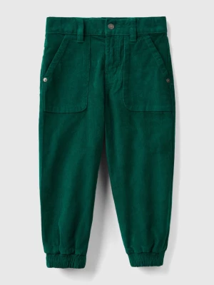 Benetton, Stretch Velvet Trousers, size 90, Dark Green, Kids United Colors of Benetton