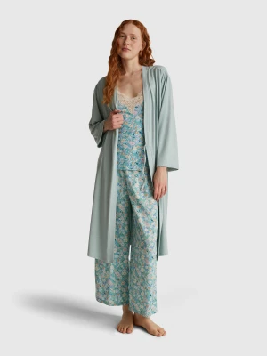 Benetton, Stretch Viscose Blend Dressing Gown, Size: S, Aqua, Women United Colors of Benetton