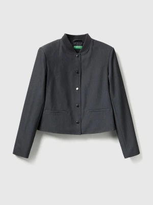 Benetton, Stretch Viscose Blend Jacket, Dark Gray, Women United Colors of Benetton