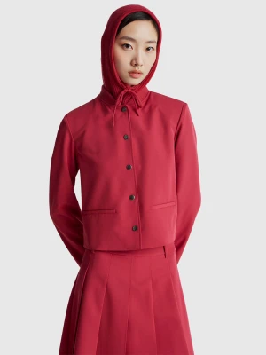 Benetton, Stretch Viscose Blend Jacket, Strawberry, Women United Colors of Benetton