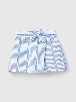 Benetton, Striped 100% Cotton Bermudas, size 90, Light Blue, Kids United Colors of Benetton