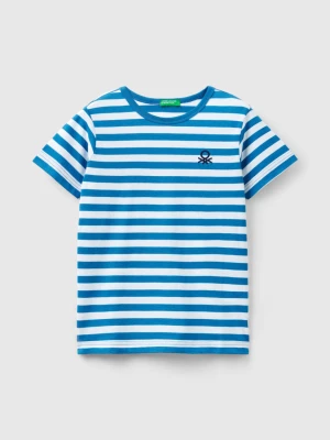 Benetton, Striped 100% Cotton T-shirt, size 3XL, Light Blue, Kids United Colors of Benetton