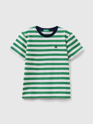 Benetton, Striped 100% Cotton T-shirt, size 90, Green, Kids United Colors of Benetton