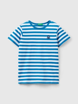 Benetton, Striped 100% Cotton T-shirt, size S, Light Blue, Kids United Colors of Benetton