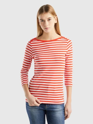 Benetton, Striped 3/4 Sleeve T-shirt In 100% Cotton, size L, , Women United Colors of Benetton