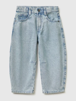 Benetton, Striped Balloon Fit Jeans, Size: 116, Sky Blue, Kids United Colors of Benetton