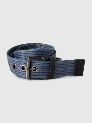 Benetton, Striped Belt With Eyelets, size , Blue, Men United Colors of Benetton