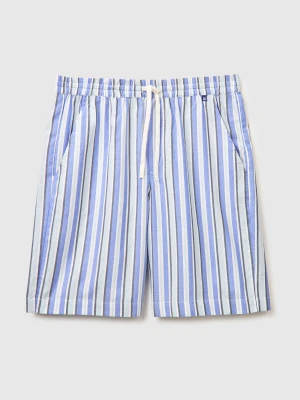 Benetton, Striped Bermuda Shorts With Drawstring, Size: L, Blue, Men United Colors of Benetton