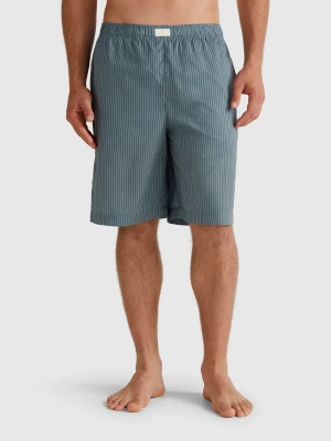 Benetton, Striped Bermudas, size XL, Gray, Men United Colors of Benetton