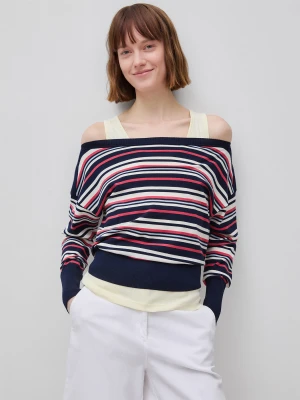 Benetton, Striped Boat Neck Sweater, Size: XS, Dark Blue, Women United Colors of Benetton