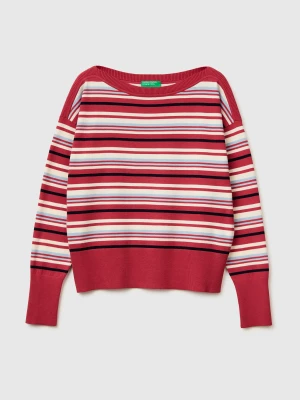 Benetton, Striped Boat Neck Sweater, Size: S, Red, Women United Colors of Benetton