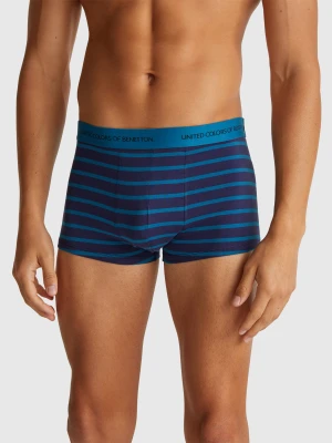 Benetton, Striped Boxers In Stretch Cotton, size XL, Dark Blue, Men United Colors of Benetton