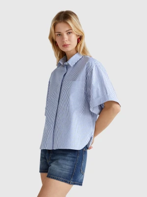 Benetton, Striped Boxy Fit Shirt, size XXS, Blue, Women United Colors of Benetton