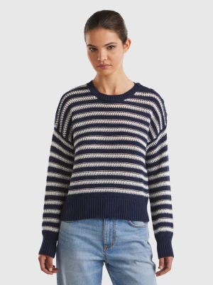 Benetton, Striped Boxy Fit Sweater, size M, Dark Blue, Women United Colors of Benetton