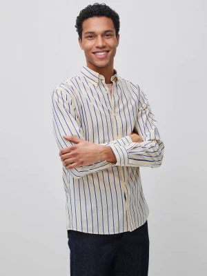 Benetton, Striped Button-down Shirt, Size: XS, Light Blue, Men United Colors of Benetton