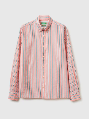 Benetton, Striped Button-down Shirt, Size: XS, Red, Men United Colors of Benetton