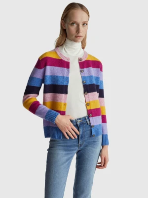 Benetton, Striped Cardigan In Pure Shetland Wool, Size: XS, Multi-color, Women United Colors of Benetton