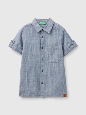 Benetton, Striped Chambray Shirt, size 2XL, Blue, Kids United Colors of Benetton