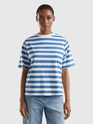 Benetton, Striped Comfort Fit T-shirt, size L, Blue, Women United Colors of Benetton