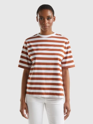 Benetton, Striped Comfort Fit T-shirt, size M, Brown, Women United Colors of Benetton