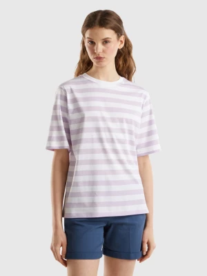 Benetton, Striped Comfort Fit T-shirt, size XL, Lilac, Women United Colors of Benetton