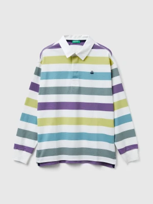 Benetton, Striped Cotton Polo, Size: XL, Creamy White, Kids United Colors of Benetton