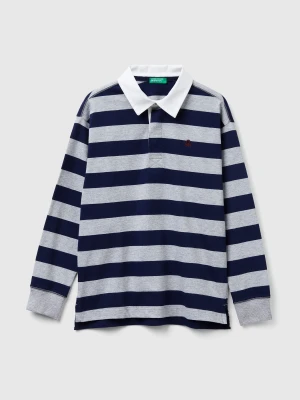Benetton, Striped Cotton Polo, Size: S, Gray, Kids United Colors of Benetton