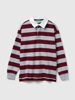 Benetton, Striped Cotton Polo, Size: XL, Burgundy, Kids United Colors of Benetton