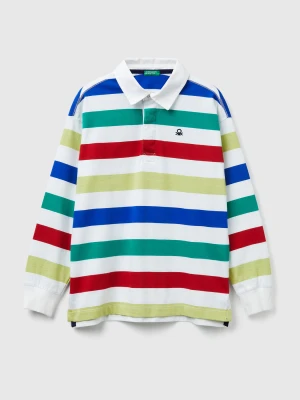 Benetton, Striped Cotton Polo, Size: XL, Vanilla, Kids United Colors of Benetton
