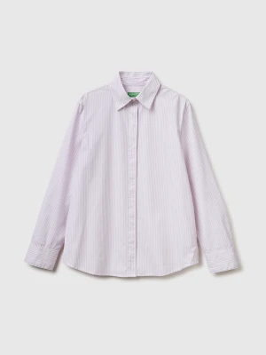 Benetton, Striped Cotton Shirt, Size: XS, Soft Pink, Women United Colors of Benetton