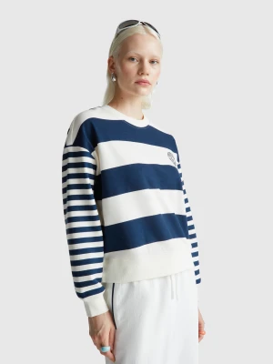 Zdjęcie produktu Benetton, Striped Crew Neck Hoodie, Size: S, Dark Blue, Women United Colors of Benetton