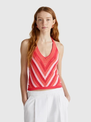Benetton, Striped Crochet Top, size XXS, Cyclamen, Women United Colors of Benetton
