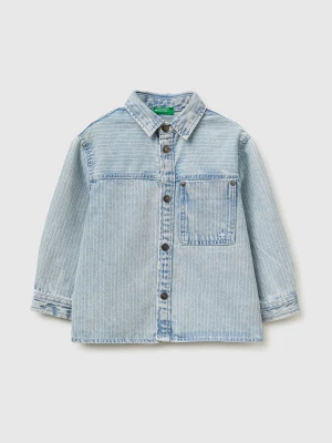 Benetton, Striped Denim Shirt, Size: 116, Sky Blue, Kids United Colors of Benetton