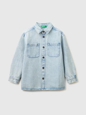 Benetton, Striped Denim Shirt, Size: XL, Sky Blue, Kids United Colors of Benetton