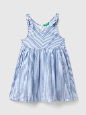 Benetton, Striped Dress In Lightweight Cotton, size 104, Light Blue, Kids United Colors of Benetton