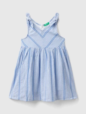 Benetton, Striped Dress In Lightweight Cotton, size 82, Light Blue, Kids United Colors of Benetton