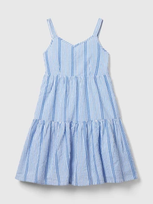 Benetton, Striped Dress In Lightweight Cotton, size L, Light Blue, Kids United Colors of Benetton