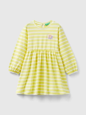 Benetton, Striped Dress In Pure Cotton, size 90, Yellow, Kids United Colors of Benetton
