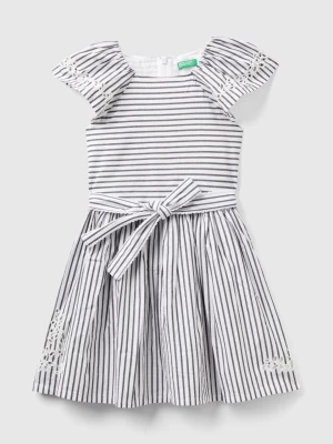Benetton, Striped Dress With Embroidery, size 2XL, Black, Kids United Colors of Benetton