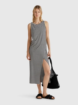 Benetton, Striped Dress With Slit, size XS, Black, Women United Colors of Benetton