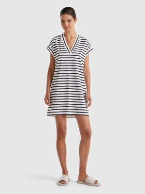 Benetton, Striped Dress With V-neck, size S, Black, Women United Colors of Benetton