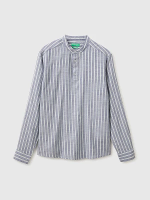 Benetton, Striped Henley Shirt, Size: XS, Blue, Men United Colors of Benetton