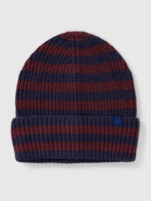 Benetton, Striped Knit Hat, Size: S-L, Dark Blue, Kids United Colors of Benetton