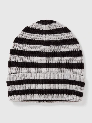 Benetton, Striped Knit Hat, Size: S-L, Light Gray, Kids United Colors of Benetton
