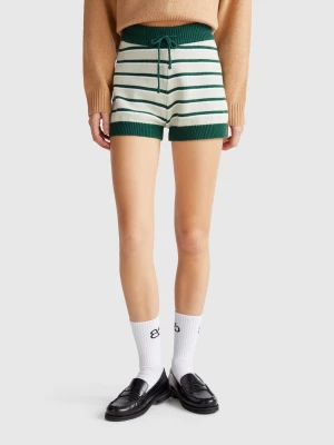 Benetton, Striped Knit Shorts, size OS, Green, Women United Colors of Benetton