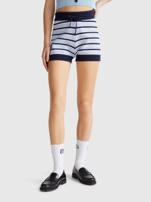 Benetton, Striped Knit Shorts, size OS, Light Blue, Women United Colors of Benetton
