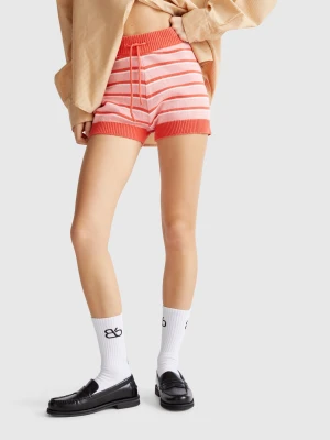 Benetton, Striped Knit Shorts, size OS, Pink, Women United Colors of Benetton