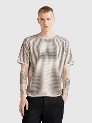 Benetton, Striped Knit T-shirt, size XL, Creamy White, Men United Colors of Benetton